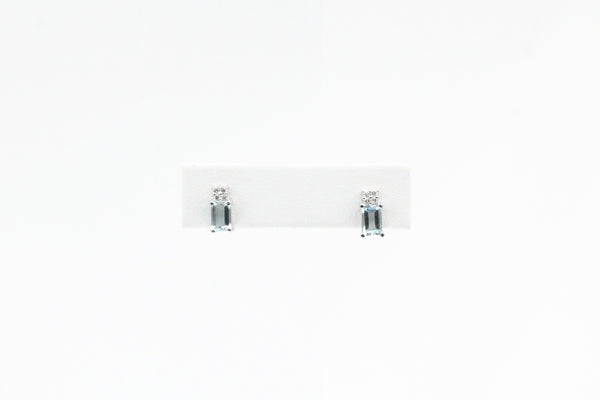 White Gold Aquamarine and Diamond Earrings