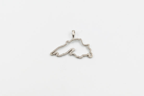 White Gold Brushed Finished Lake Superior Outline Pendant