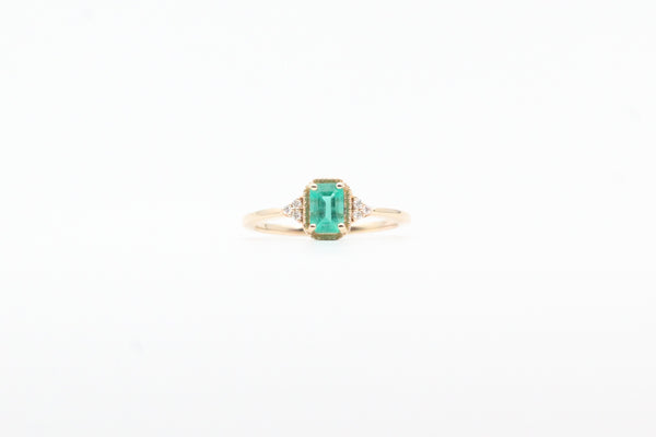 Yellow Gold Emerald and Diamond Ring