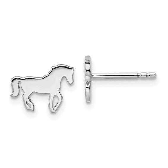 Sterling Silver Rhodium-plated Polished Horse Earrings