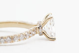 Yellow Gold Radiant Lab Grown Diamond Engagement Ring with Hidden Halo