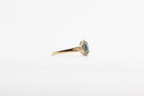 Yellow Gold Oval London Blue Topaz Split Shank Halo Ring