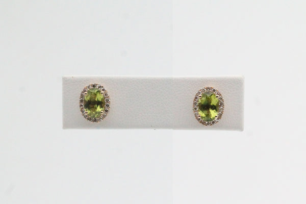 Yellow Gold Oval Peridot Earrings