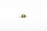 Yellow Gold Checkerboard Peridot Ring