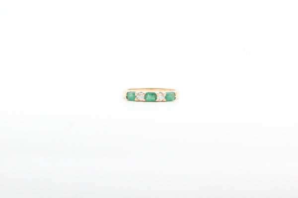 Yellow Gold Emerald and Diamond Ring