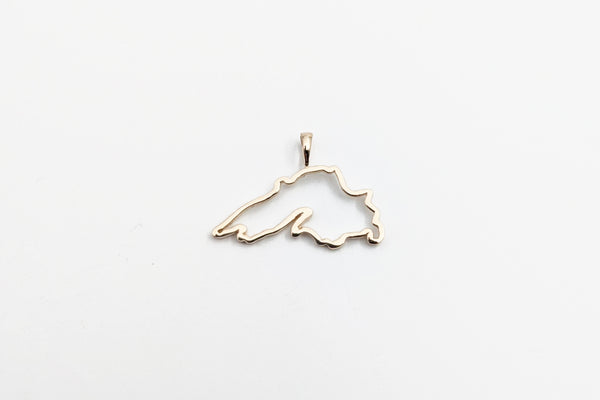 Yellow Gold Lake Superior Outline Pendant