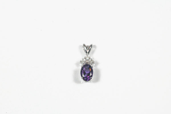 White Gold Amethyst Pendant with Diamonds